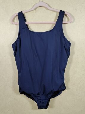 I134 Lands' End Navy Control Lined One-Piece Swimsuit 22W NEW